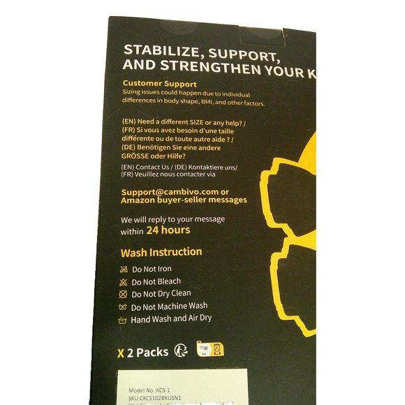 CAMBIVO KCS-1 Patella Knee Support Strap Black 2-Pack NEW - Picture 3 of 5